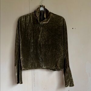 Citron Olive Velvet Hooded Pullover